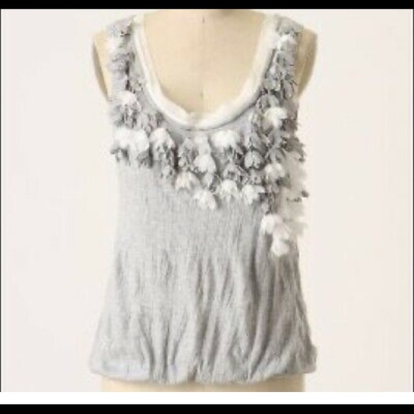 Anthropologie C Keer Pratia Floral Appliqué Top S - Picture 2 of 6